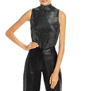 Aqua ribbed mock neck top, sliver sparkly